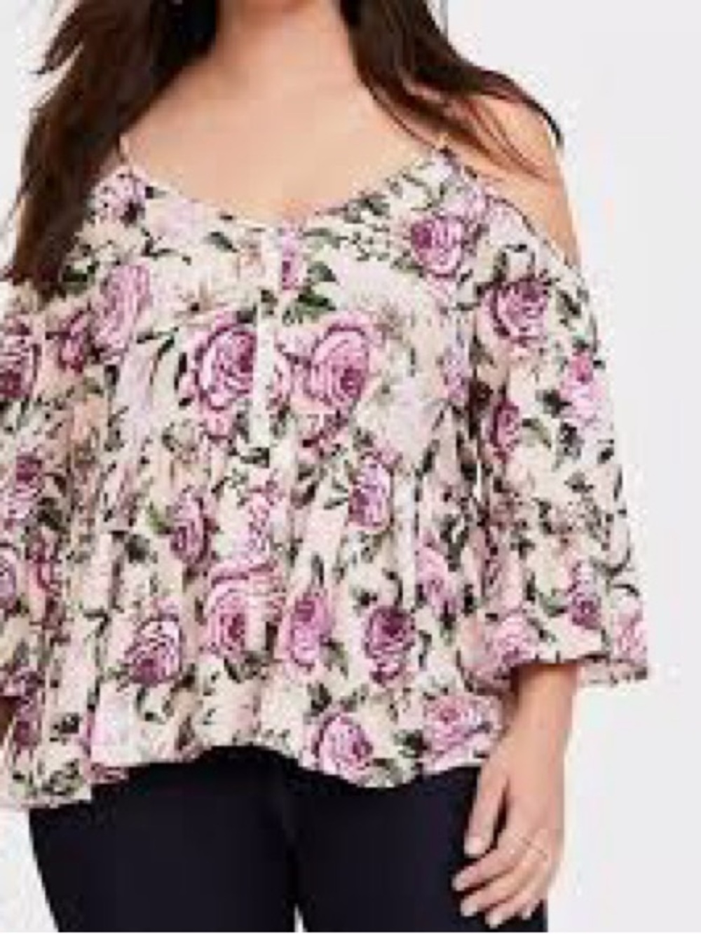 🌸 Torrid Pink Floral Cold-Shoulder Babydoll Blouse 🌸